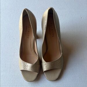 Talbots Women's Cream Peep Toe Heels